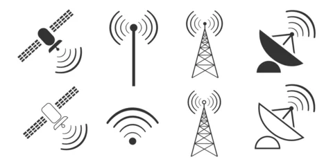 Foto op Canvas Wireless satellite technology set sembol icon vector ilustration. © Petro