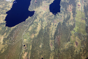 Paysage vue du ciel au dessus de la Norvège