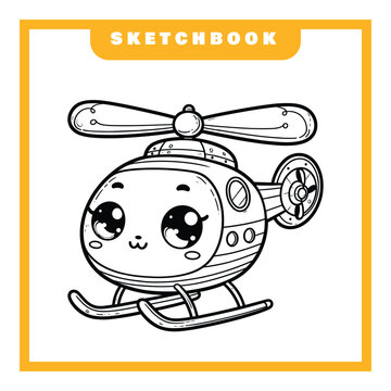 Cute Helicopter Sketch Design