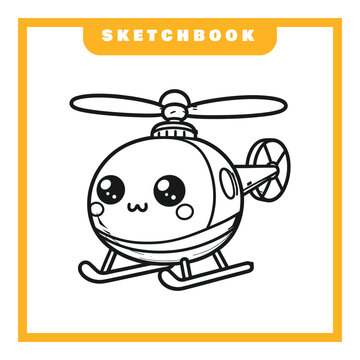 Cute Helicopter Sketch Design