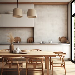 Home mock up, cozy modern kitchen interior background