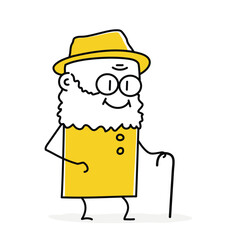 Grandfather walking with cane.