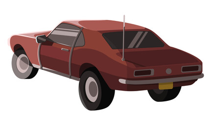 Fototapeta na wymiar Red Vintage Car Isolated. 70s Car Model.