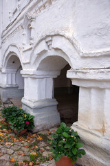 Church, architectural element, medieval, ancient brickwork, white, travel to Russia, tourism, Pskov