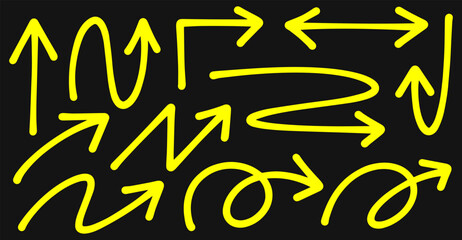 Set of black hand drawing arrows doodle. Vector illustration