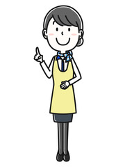 エプロンのキャビンアテンダントのポーズ全身1