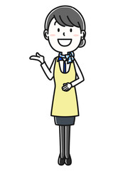 エプロンのキャビンアテンダントのポーズ全身2