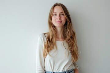 Confident woman in casual outfit smiling at camera.