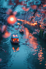 Enchanting Lantern-lit Springtime Beauty, spring art