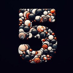 5 digit shape made of marble pebbles. AI generated illustration - obrazy, fototapety, plakaty