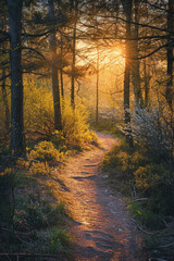 Fototapeta premium Serene Path Through Woodland., spring art
