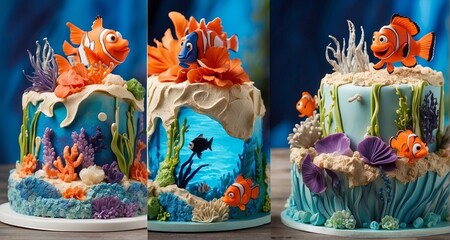 -"Craft visually stunning and ultra-realistic Nemo-themed cake images that bring the underwater world of Finding Nemo to life -AI Generative