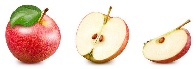 Red apple isolated. Apple on white background. Set of red apple with clipping path