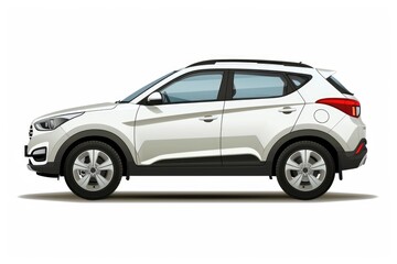isolated simple and metallic suv car on white background that easily removable. - obrazy, fototapety, plakaty