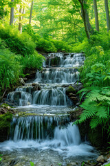 Fototapeta na wymiar A Majestic Waterfall's Grace, spring art