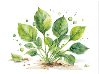 Fototapeta na wymiar watercolor-illustration-minimalist-style-herb-frame-no-background