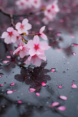 Exquisite Cherry Blossom Reflection, spring art