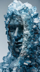 Uma pessoa feita de cristais azul isolada