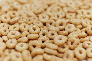 Close up of delicious round oat cereals