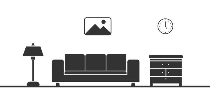 Apartment interior icon. Living room synbol
 design vector ilustration.
