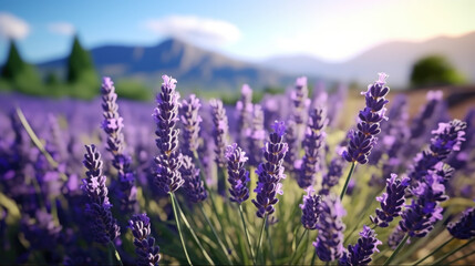  Lavender flower garden with mountain background