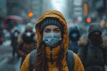 virus pandemic in the city - obrazy, fototapety, plakaty