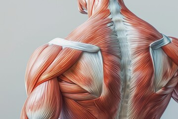 A close-up view of the back of a man's torso. Suitable for fitness, health, or anatomy-related projects - Powered by Adobe