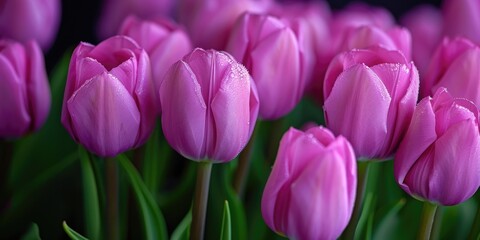 Pink tulips arranged in a vase. Perfect for adding a touch of elegance to any space