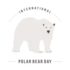 Foto op Canvas International Polar Bear Day. Celebrated on February 27. Flat illustration of big polar bear with inscription for poster, banner, flyer or postcard. Beautiful holiday design. Vector illustration © Narek