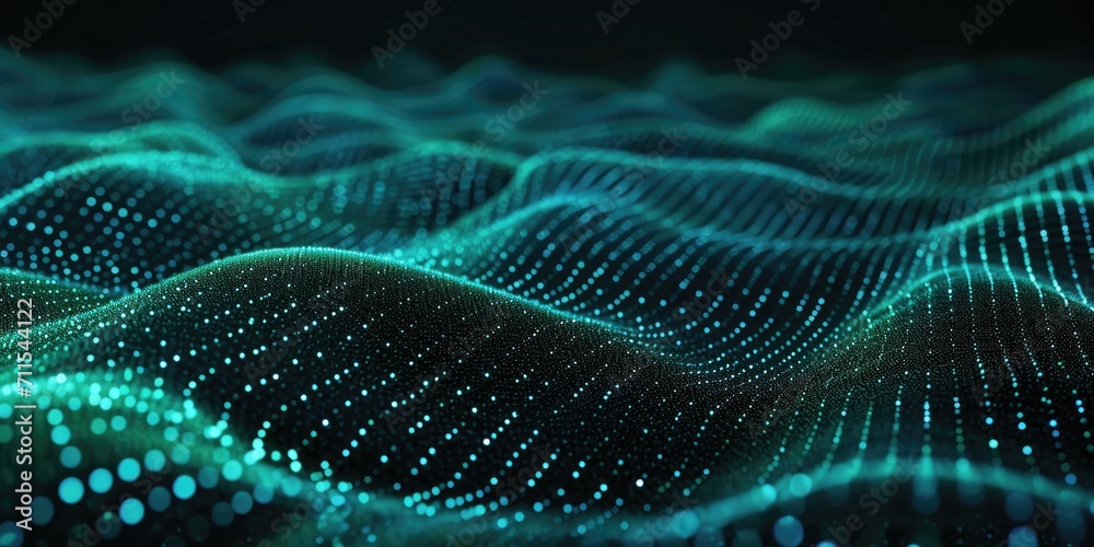 Poster A close-up image capturing a wave of vibrant blue lights. Perfect for adding a pop of color and energy to any design or project