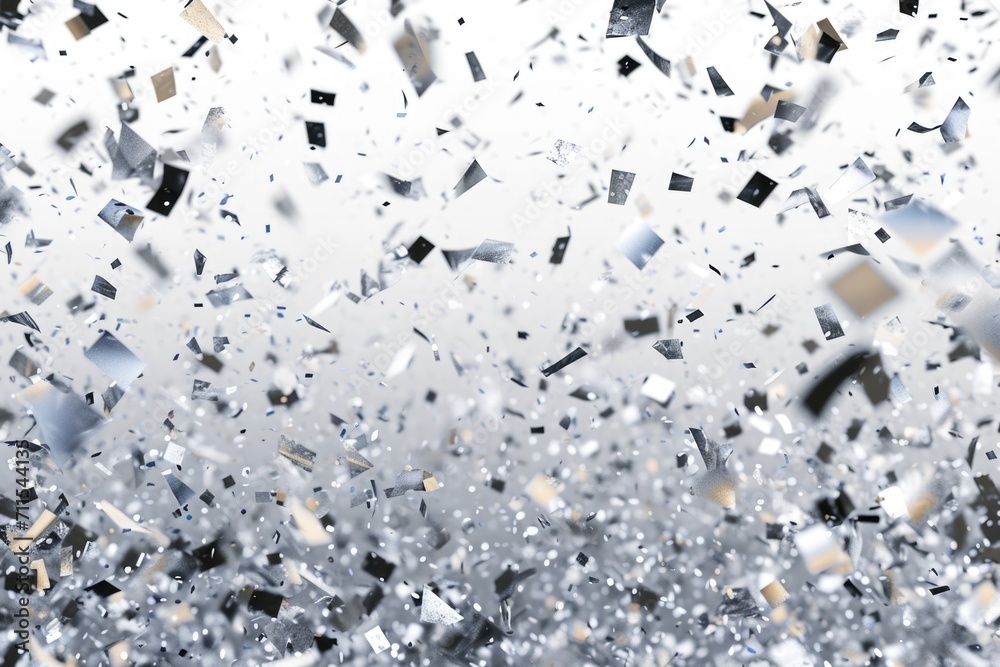 Poster colorful confetti falling from the sky, creating a festive and joyous atmosphere. perfect for party 
