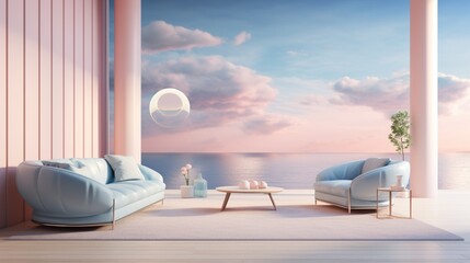  a seamless transition between tender pink and tranquil blue tones, creating a visually soothing and calming atmosphere reminiscent of a serene evening sky, evoking a sense of peace and contemplation.