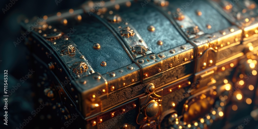 Aufkleber a chest adorned with intricate gold decorations. perfect for adding a touch of luxury and elegance t