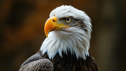 Fototapeta premium A detailed close-up shot of a bald eagle's head. Perfect for nature enthusiasts and wildlife photographers