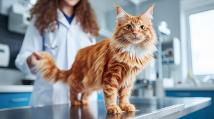 Veterinarian examine cat in vet clinic