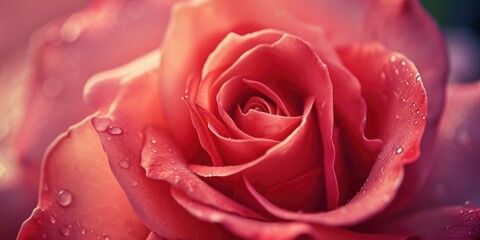 A close up view of a pink rose with sparkling water droplets. Perfect for adding a touch of elegance and beauty to any project - Powered by Adobe