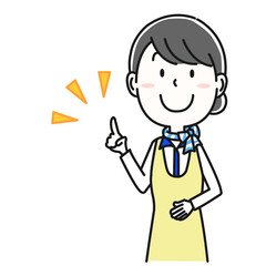 エプロンのキャビンアテンダントのポーズ上半身１