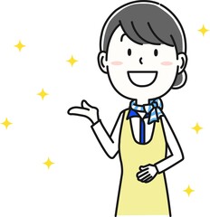 エプロンのキャビンアテンダント　上半身のポーズ2