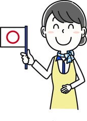 エプロンのキャビンアテンダント　上半身のポーズ3