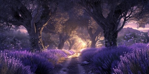 blooming lavender alley Generative AI