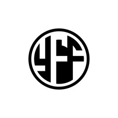 initial letter YFF circle logo vector
