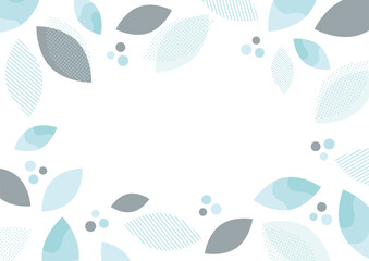 青色の葉と幾何学模様の背景フレーム