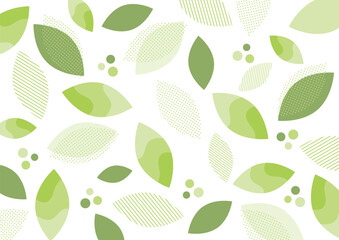 緑色の葉と幾何学模様の背景 - obrazy, fototapety, plakaty