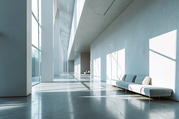 modern minimalist interior with a big empty white wall.