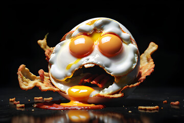 Angry fried egg humorous visual delight.