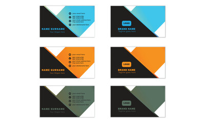 Set of three color different vector slide corporate business name card template design layout