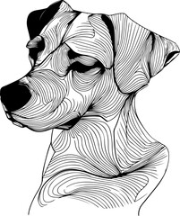 Sophisticated Dog Line Work - Black and White Canine Vector Art