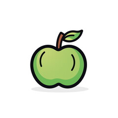 Isolated green apple cartoon, sticker icon, Logo, jpg, Generated AI