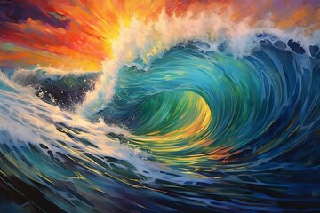 Vibrant waves dancing with light and motion. Generative AI