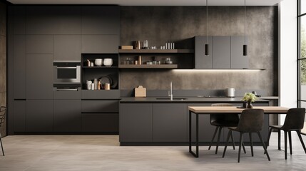 a minimalist kitchen with monochromatic tones, where clean surfaces and hidden storage solutions create an uncluttered space, allowing the beauty of simplicity to shine, - obrazy, fototapety, plakaty
